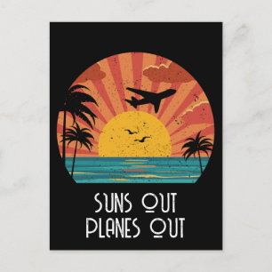 Sonne raus Flugzeuge raus, Retro Vintage Sonnenunt Postkarte