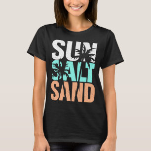 Sonne Salz Sand lustiger Sommer Strand Urlaub Palm T-Shirt