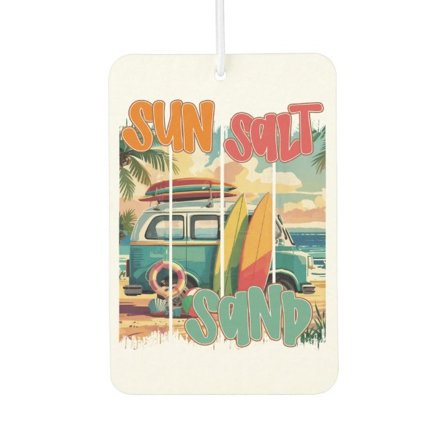 Sonne, Salz, Sand - Retro Beach Vibes Autolufterfrischer (Vorderseite)