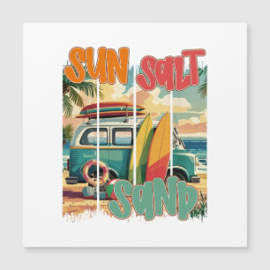 Sonne, Salz, Sand - Retro Beach Vibes Magnetkarte