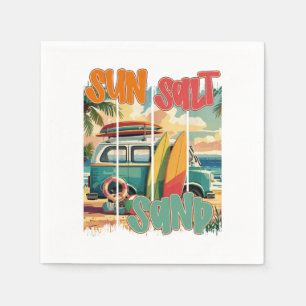 Sonne, Salz, Sand - Retro Beach Vibes Serviette