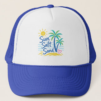Sonne Salz Sand – Tropischer Strand Palmenbaum Som Truckerkappe