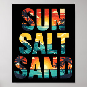 Sonne Salz Sand Vintage Strand Sonnenuntergang Oze Poster