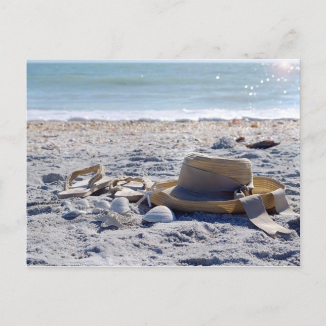 Sonne, Sand, Strand, Urlaub Postkarte (Vorderseite)