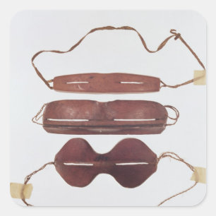 Sonne/Schnee-Brille Quadratischer Aufkleber