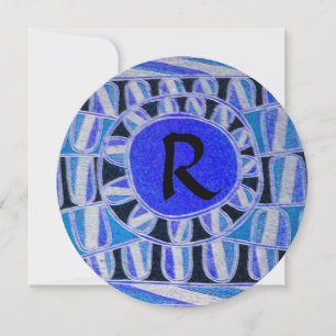 SONNE SOLARENERGIE-KREIS MONOGRAMM, Blau Schwarz Einladung