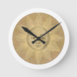 Sonne - Sonnendetail aus einer alten Karte circa 1 Runde Wanduhr