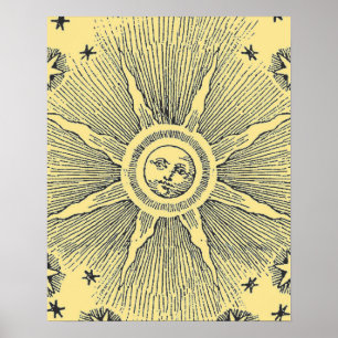 Sonne Sterne Antike Nacht Himmel Mittelalter Zodia Poster