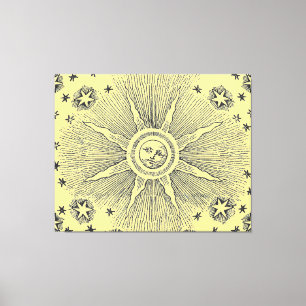 Sonne Sterne Antike Nacht Himmel Mittelalterlicher Leinwanddruck
