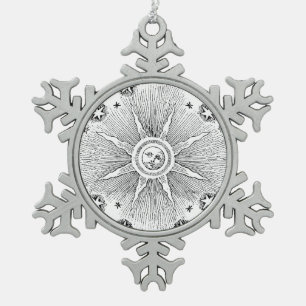 Sonne Sterne Antike Nacht Himmel Mittelalterlicher Schneeflocken Zinn-Ornament