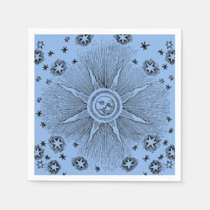 Sonne Sterne Antike Nacht Himmel Mittelalterlicher Serviette