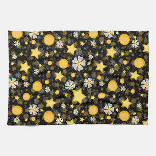 Sonne Sterne Blumen Glitter Muster Design Geschirrtuch