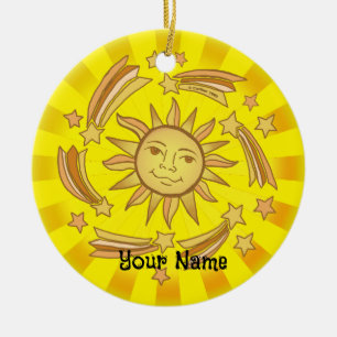 Sonne Sterne Keramik Ornament