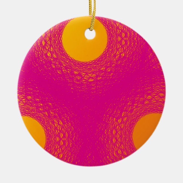 Sonne strahlt lila Lichter aus Keramik Ornament (Vorne)