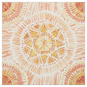 SONNE STRAHLT Mandala-Aquarell Stoff