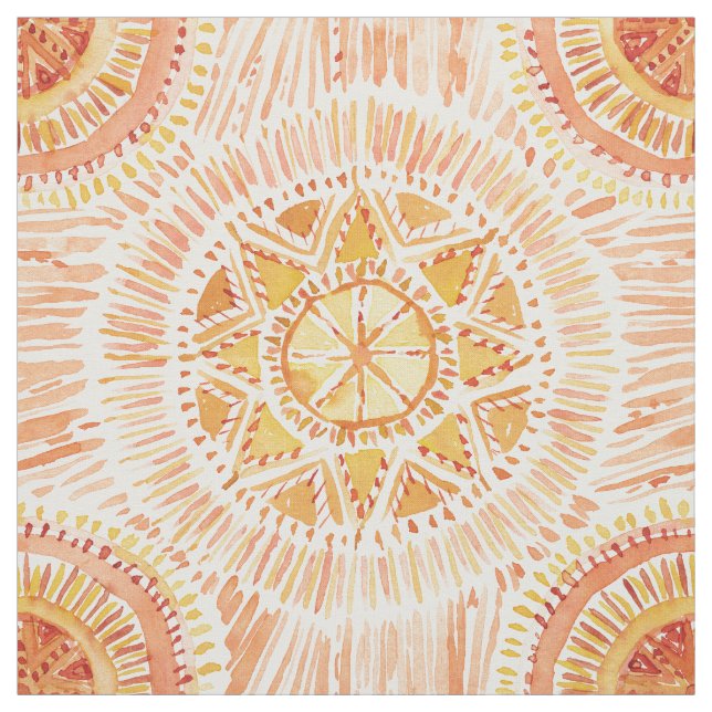 SONNE STRAHLT Mandala-Aquarell Stoff (Muster)