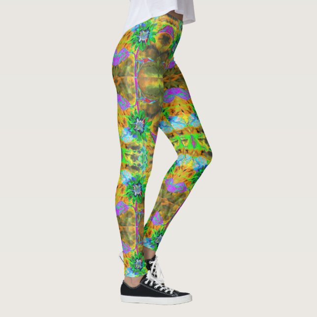 Sonne tanken - grüne Sonnenblume Leggings (Rechts)