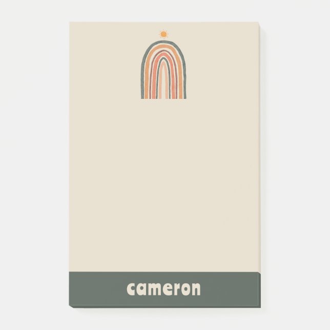 Sonne über einem Regenbogen Post-it Klebezettel (Vorderseite)