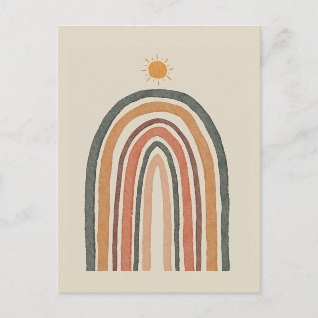 Sonne über einem Regenbogen Postkarte (Vorderseite)