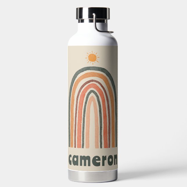 Sonne über einem Regenbogen Trinkflasche (links)