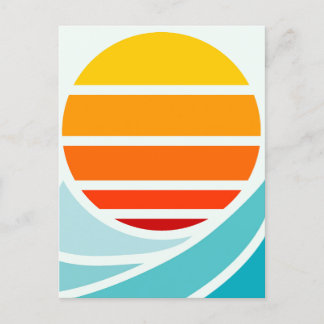 Sonne über Meereswellen, modern Postkarte