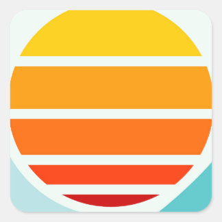Sonne über Meereswellen, modern Quadratischer Aufkleber
