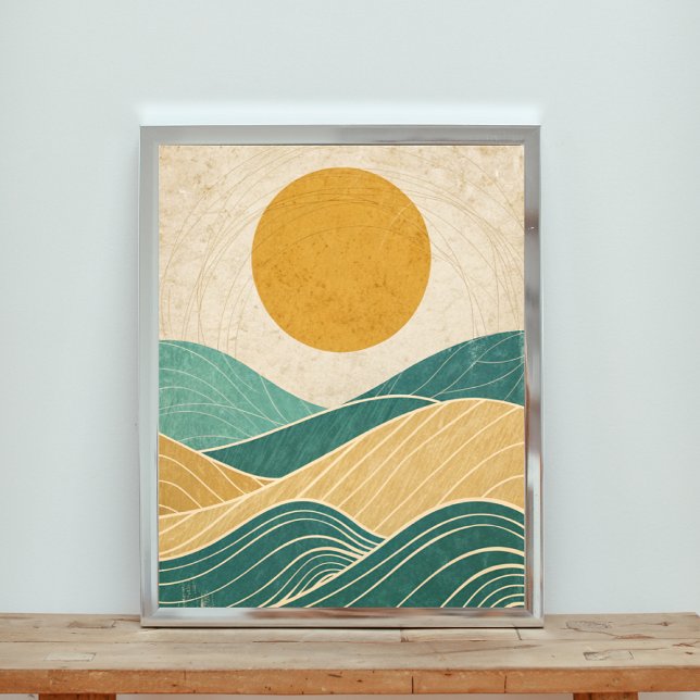 Sonne über Rolling Hills & Waves Poster (Von Creator hochgeladen)
