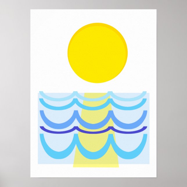 Sonne über Wasser Abstrakt Poster (Vorne)