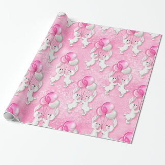 Sonne und Ballons. Rosa Geschenkpapier