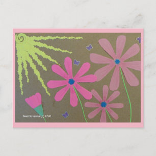 Sonne und Blume rosa Blue Beach Song™ Postkarte