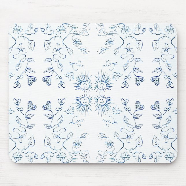 Sonne und Blumen Muster Mousepad (Vorne)