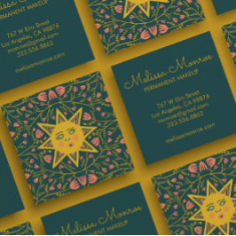 Sonne und Blumen Reben Elegante Quadratische Visitenkarte