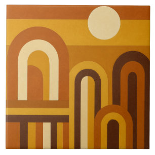 Sonne und Bögen Mid Century Modern Geometrisches D Fliese