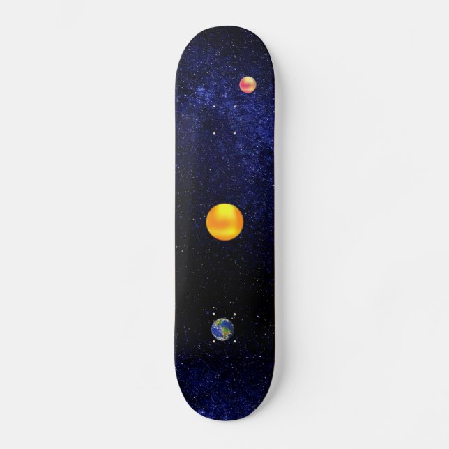 Sonne und Erde auf der Galaxie-Skateboard Skateboard (Vorderseite)