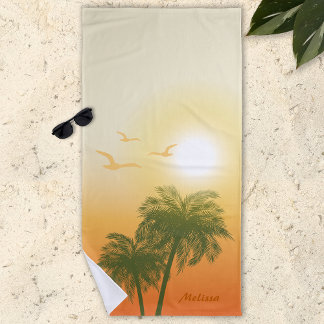 Sonne und grüne Palmen tropischen Sommer Strandtuch