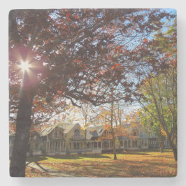 Sonne und Hütten im Herbst - Martha's Weinberg Steinuntersetzer