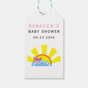 Sonne und kleiner Vogel auf der Cloud Baby Dusche Geschenkanhänger