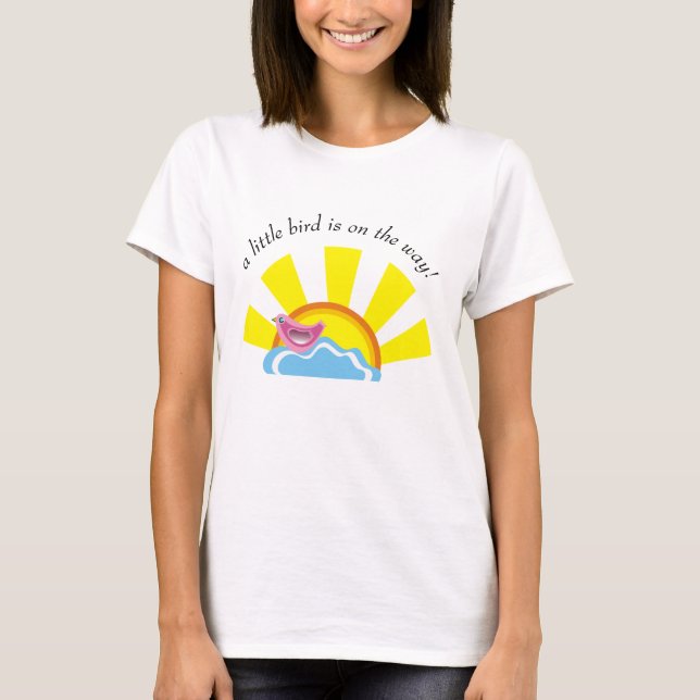 Sonne und kleiner Vogel auf der Cloud Baby Dusche T-Shirt (Vorderseite)