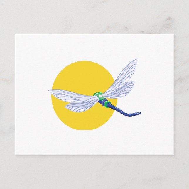 Sonne- und Libellendesign Postkarte (Vorderseite)