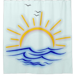 Sonne und Meereswelle Duschvorhang