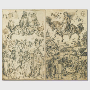 SONNE UND MOND Antike Schwarz-weiße Astrologie Zei Geschenkpapier