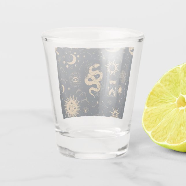 Sonne und Mond - Astronomie Hexe Schnapsglas (Rückseite)