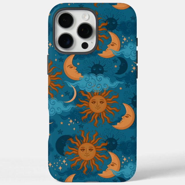 Sonne und Mond auf Blau Case-Mate iPhone Hülle (Rückseite)