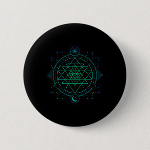 Sonne Und Mond Chakra-Geometrie Sri Yantra Button