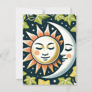 Sonne und Mond Efeu Postkarte