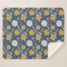 Sonne und Mond Floral in Blau und Gelb