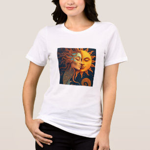 Sonne- und Mond-Gesicht T-Shirt – Himmlisches Kuns Tri-Blend Shirt