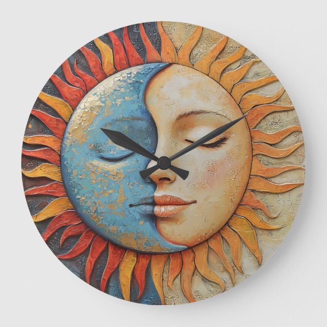 Sonne und Mond Große Wanduhr (Vorderseite)