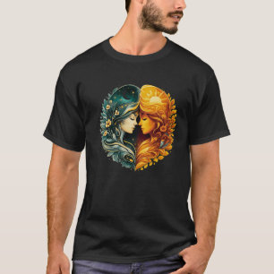 Sonne und Mond Harmonie Luxus Kunst T-Shirt