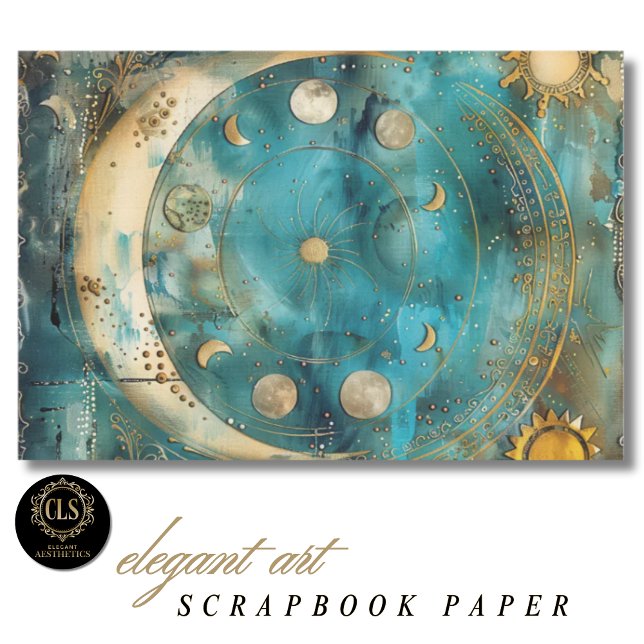 Sonne und Mond Himmel-Muster-Schreibpapier (Scrapbook Paper – Magical Celestial Pattern)